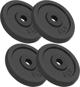 Trade Shop Juego De 4 Discos De Pesas Para Mancuernas 5 Kg Hierro Fundido Barra F 30 Mm Color Negro