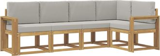 vidaXL Conjunto De Sof&aacute;s De Exterior 5 Uds. Blanco Y Gris Claro Vidaxl