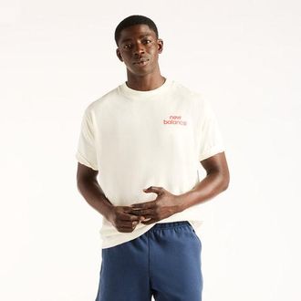 New Balance Mens Intelligent T-Shirt in Beige Cotton, size Medium