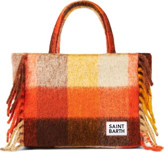 MC2 Saint Barth Vanity Blanket Shoulder Bag With Multicolor Check And Fringes