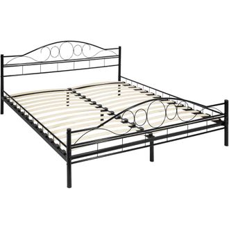 TecTake Cama doble estructura de acero negro 200 x 180 cm