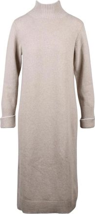 Eleventy Lange gebreide jurk - Dames - Kleedjes - Beige - S - Wol - Kleedjes