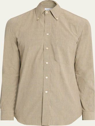 Salvatore Piccolo Mens Cotton Micro-Grid Check Button-Down Shirt