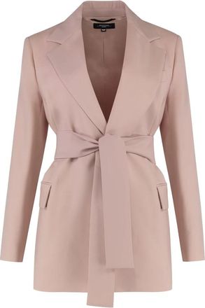 Max Mara Teso Blazer met ceintuur in de taille - Dames - Blazers - Roze - M - Wol - Jassen