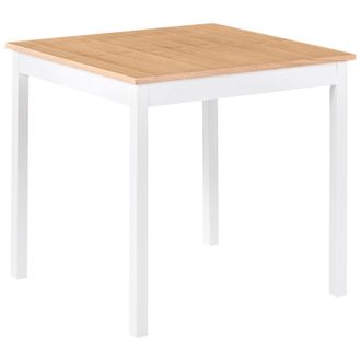 Beliani Mesa De Comedor Moderna Tablero De Mdf Chapado En Roble Claro 80 X 80 Cm Patas De Madera De Pino Blanco Battersby