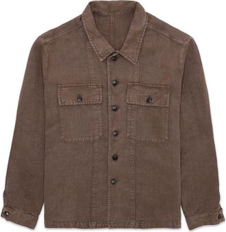 Fortela Helvetica Linen Overshirt in Brown at Nordstrom, Size 52 Eu