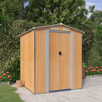 vidaXL Cobertizo Jard&iacute;n Acero Galvanizado Marr&oacute;n Claro 192x191x223 Cm Vidaxl