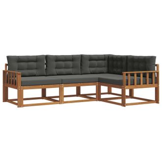 vidaXL Conjunto De Sof&aacute;s De Exterior 4 Pcs Natural Y Antracita Vidaxl