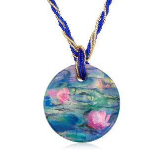Ross-Simons Italian Water Lilies Murano Glass Multi-Strand Pendant Necklace With 18kt Gold Over Sterling