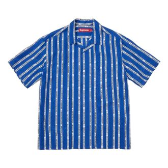 SUPREME SS26 Old English Stripe Silk S/S Shirt Blue SUP-SS26-299-BLU