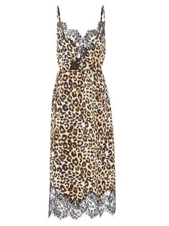 Raey Watercolour Leopard Lace-trimmed Silk Slip Dress - Womens - Ivory Multi - 4 UK