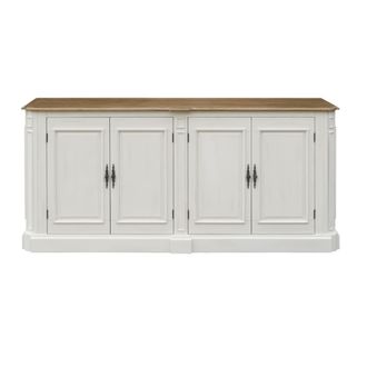 Robin des Bois Aparador de 4 puertas en roble macizo cerusado y patina shabby blanco