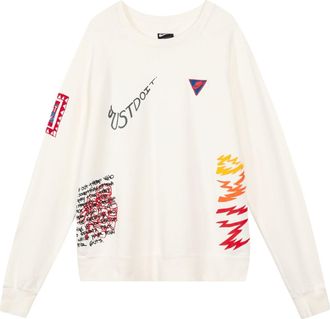 Nike Sportswear NSW Reflective Graffiti Printing Round Neck Pullover White CJ5056-133