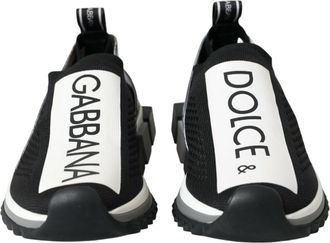 Dolce & Gabbana Black White Slip On Sorrento Sneakers Womens Shoes (Pre-Owned)