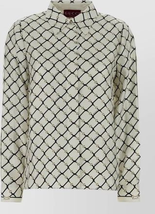 Gucci silk shirt collared neck long sleeves pattern