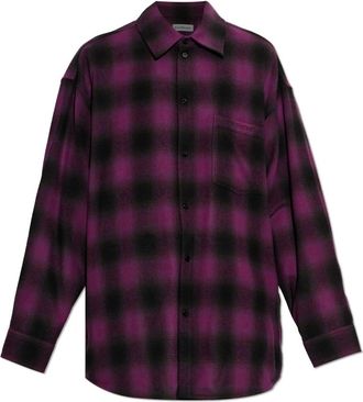 Balenciaga Camisa de Lana con Estampado a Cuadros - Shirts - Hombre - P&uacute;rpura - L