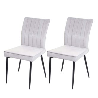 Hhg Hhg - Juego De 2 Sillas De Comedor 319, Silla De Cocina, Terciopelo Metal, Gris Claro