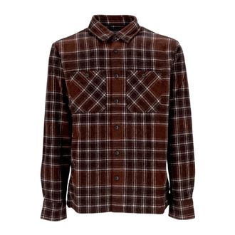 Carhartt Work in Progress Geruit overhemd met lange mouwen en zakken - Heren - Casual Overhemden - Bruin - S - Wol - Overhemden
