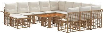vidaXL Conjunto De Sof&aacute;s De Jard&iacute;n 13 Uds. Natural Y Crema Vidaxl