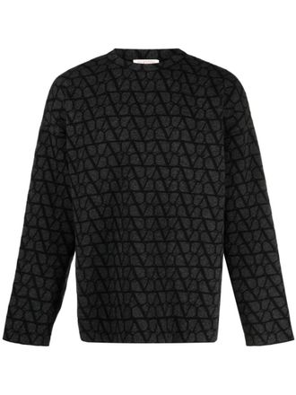 Valentino Dark Grey Logo Textured Sweater