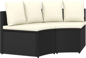 vidaXL 2 Pcs Sof&aacute; Sofas De Jard&iacute;n Con Vime Pe Preto Cushion