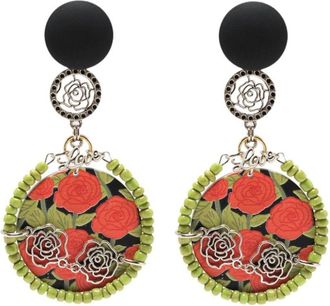 Amir Slama Love floral-print earring - women - Plastic - One Size - Green