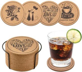 OEM Posavasos De Corcho - Juego De 12 - Varios Dise&ntilde;os - Ecol&oacute;gicos