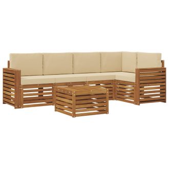 vidaXL Conjunto De Sof&aacute; Seccional Con Coj&iacute;n 6 Pcs Natural Y Beige Vidaxl