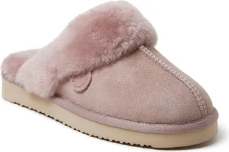 Dearfoams Fireside Sydney Genuine Shearling Scuff Slippers in Dusty Pink at Nordstrom, Size 10.5