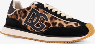 Dolce & Gabbana Womens Sneakers Suede With Animal Print Multicolour Suede-Rubber Trainers Suede/rubber