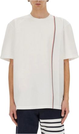 Thom Browne Tops, Heren, Wit, S, Katoen, RWB Stripe Jersey Tee
