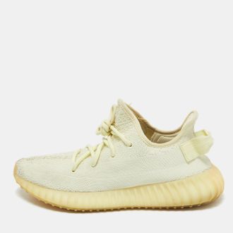 adidas Green Knit Fabric Boost 350 V2 Butter Sneakers Size 40 2/3