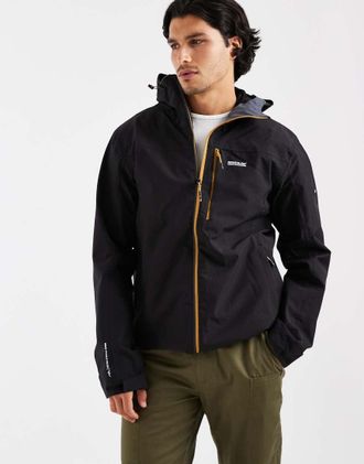 Regatta Birchdale II - Giacca impermeabile e traspirante nero e marrone con cappuccio