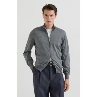 Brunello Cucinelli Cashmere and silk cardigan in Dark Grey at Nordstrom, Size 46 It