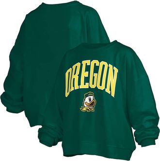 Pressbox Womens Pressbox Green Oregon Ducks Janise Arch Over Logo Waist Length Oversized Pullover Sweatshirt at Nordstrom, Size X-Large
