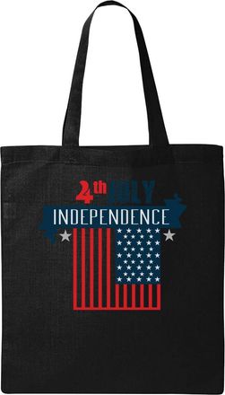 Generic 4th July Independence Stars And Stripes Flag Graphic Natural Ecological Cotton Tote Bag Black