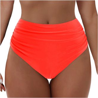 Generic Womens Bikini Bottoms High Waisted Solid Ruched TummyControl Swim Briefs Bottom Swimming Briefs Bathing Suit Shorts Quick Drying Swimwear Swimsuit Bea