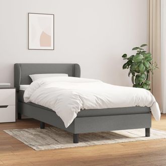 vidaXL Cama Box Spring Con Colch&oacute;n Tela Gris Oscuro 100x200 Cm Vidaxl