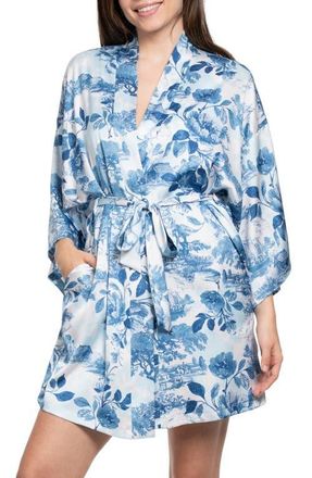 Midnight Bakery Floral Satin Wrap in Blue at Nordstrom, Size X-Large