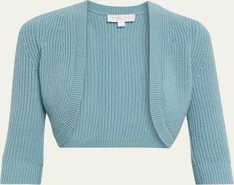 Michael Kors Cropped Shaker Knit Cashmere Cardigan
