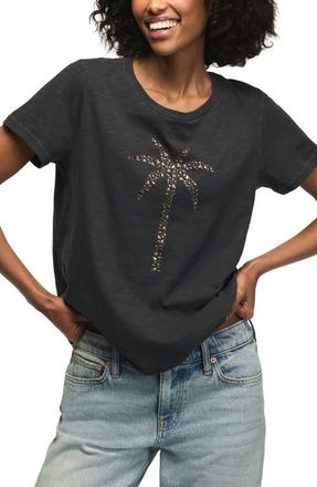 Lucky Brand Embellished Palm Cotton T-Shirt in Jet Black at Nordstrom, Size Small