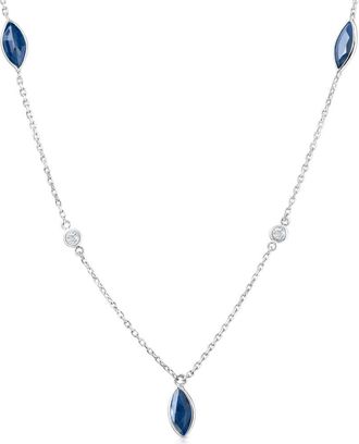 Pompeii3 3/4 Ct tdw Blue Marquise Sapphire & Diamond By The Inch 18 Necklace