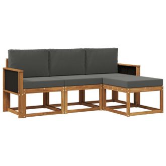 vidaXL Conjunto De Sof&aacute;s De Exterior 4 Pcs Natural Y Antracita Vidaxl