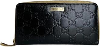 Gucci Pre-owned Guccissima Zip Around Lange Portemonnee - Dames - Vintage Accessoires - Zwart - ONE Size - Leer - Vintage