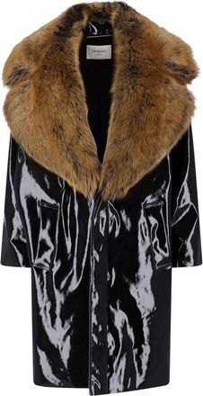 Saint Laurent Cappotto In Tela Verniciata E Shearling