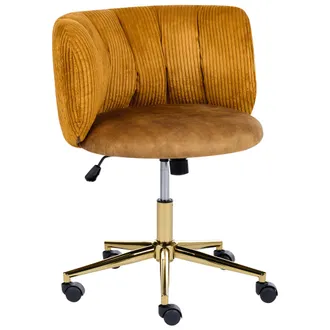 Beliani Silla De Escritorio Retro Para Oficina Con Base Giratoria Respaldo Reclinable Altura Ajustable De Pana Con Asiento De Terciopelo Estructura De Hierro 