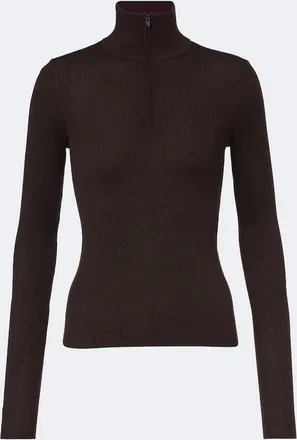 Frankie Shop Sade ribbed-knit wool and silk half-zip sweater
