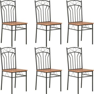 vidaXL Dining Chairs 6 pcs Brown mdf Vidaxl