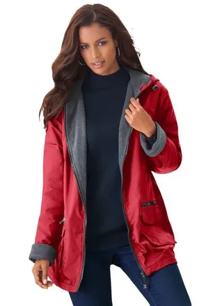 Roaman's Plus Size Hooded Nylon Jacket in Antique Strawberry at Nordstrom, Size 6X