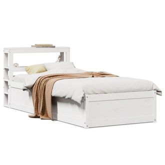 Berkfield Home Bed Frame with Headboard White 75x190 cm Small Single Solid Wood Pine
